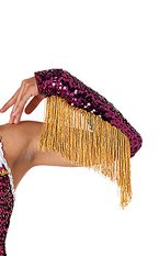 GL2112 sequin gloves w/ beadette fringe